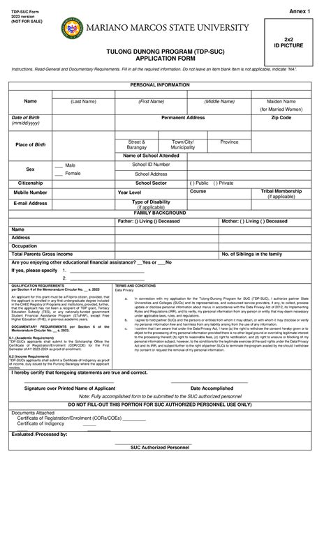 Tdp Suc Annex Tdp Suc Application Form Tdp Suc Form Annex