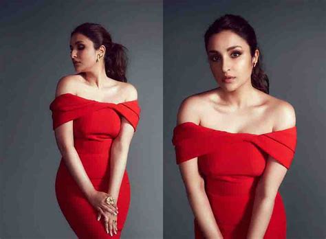Parineeti Chopra Hot Photoshoot In Red Off Shoulder Gown Filmy19
