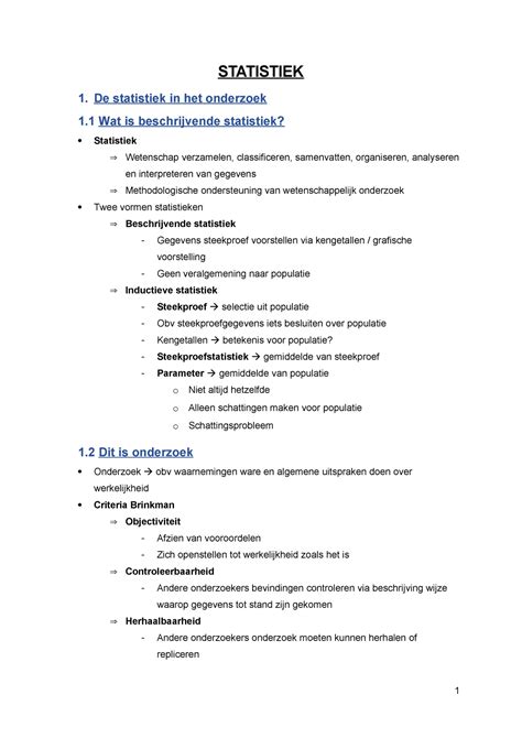 St Samenvatting Samenvtting Statistiek Statistiek De