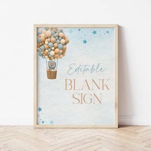 Editable Teddy Bear Hot Air Balloon Welcome Sign Boy Bear Baby Shower Welcome Poster We Can