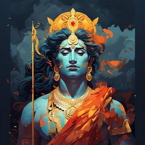 Premium Photo Lord Rama With Bow Arrow For Shree Ram Navami Generative Ai