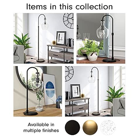 Henn Hart Fl Arc Blackened Bronze Floor Lamp With Clear Glass Shade