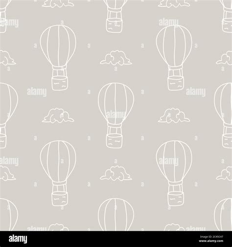 Seamless Background Hot Air Balloon And Cloud Gender Neutral Baby