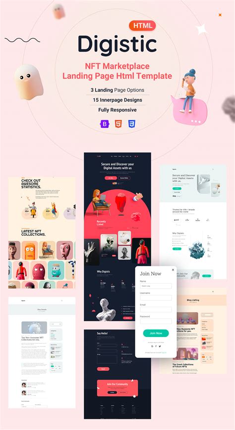 Digistic Nft Marketplace Landing Page Html Template On Behance