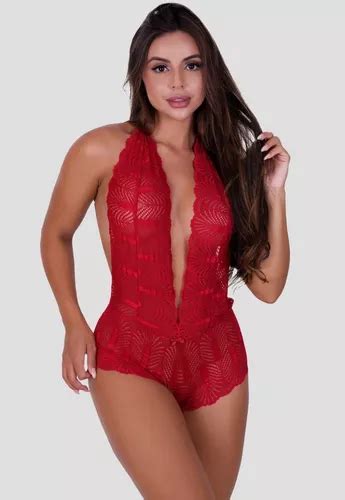 Body Rendado Decotado Lingerie Sexy Moda Feminina Parcelamento Sem Juros