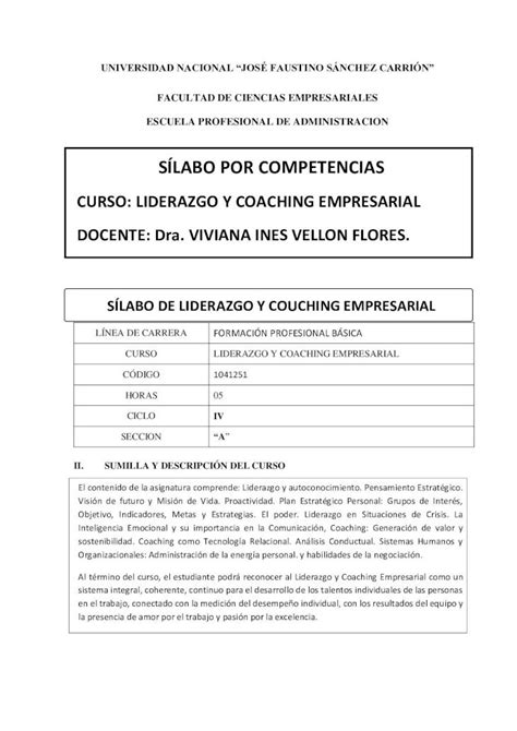 Pdf SÍlabo Por Competencias Pe · Líder Como Impulsor De