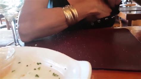 Tits Out In Busy Restaurant