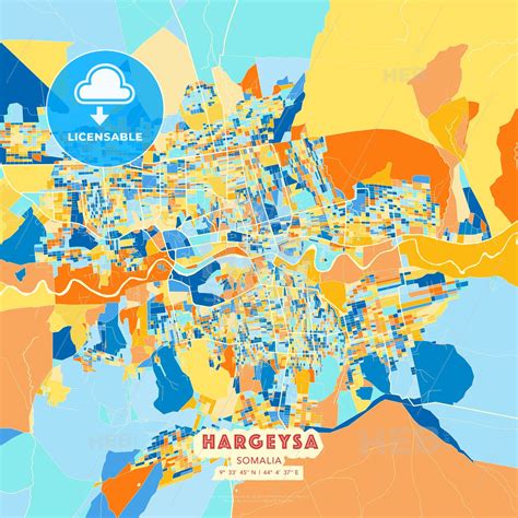 Hargeysa Somalia Blue And Orange Vector Art Map Template Hebstreits