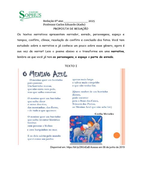 Proposta De Redação 6 Ano Narração - Proposta de Redação: Narrativa 6º Ano | PDF
