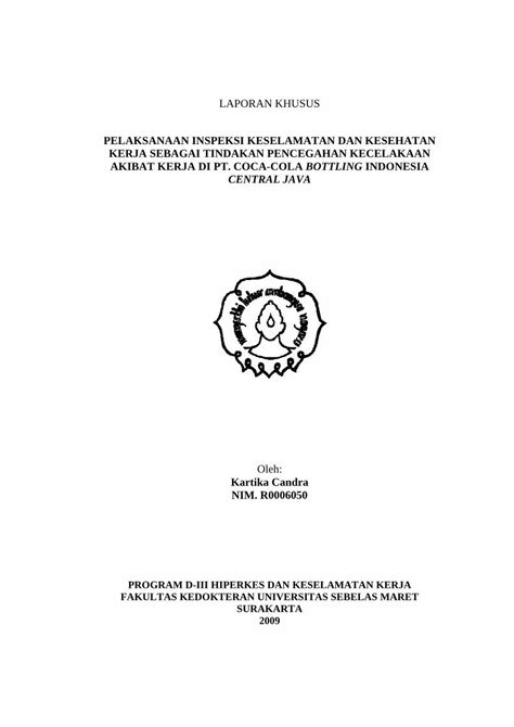 Pdf Pelaksanaan Inspeksi Keselamatan Dan Kesehatan Kerja Eprints