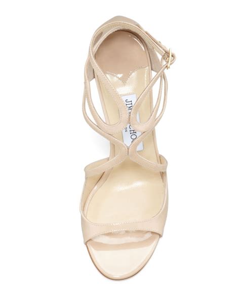 Jimmy Choo Ivette Strappy Patent Sandal Nude Shoes Post