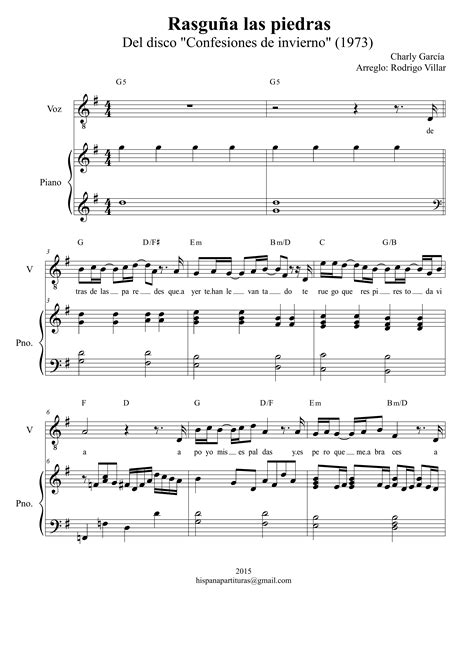 Sui Generis - Rasguña las piedras (Partitura para Piano y voz)