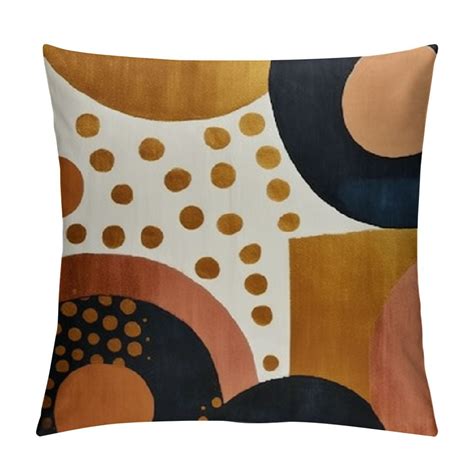 Gotuvs Mid Century Modern Boho Abstract Throw Pillow Covers Aesthetic Navy Blue Burnt Orange