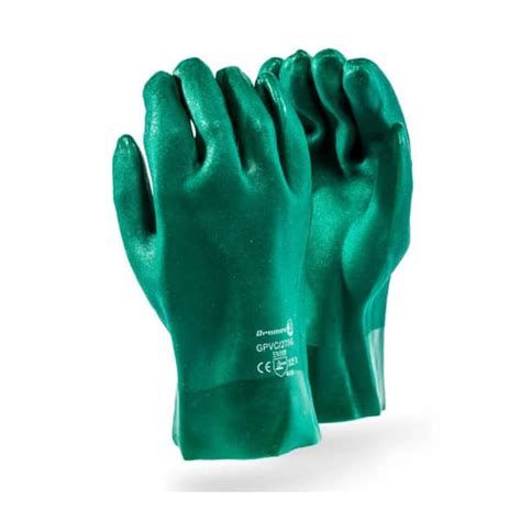Heavy Duty Green Pvc Gloves 27cm Dromex 100 Cotton Workwear