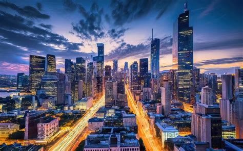 Premium Photo Modern City With Skyscrapers