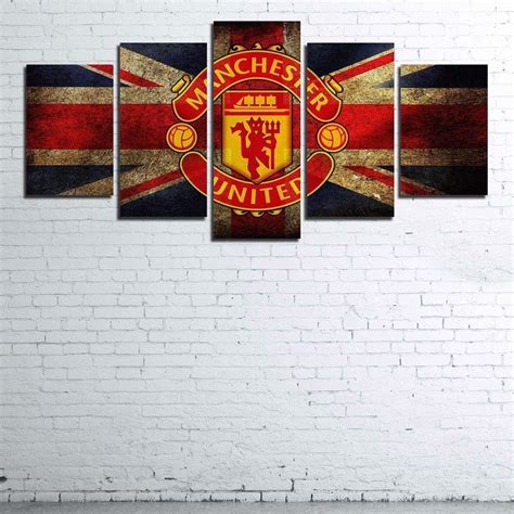 Manchester United Logo Sport 5 Panel Canvas Art Wall Decor Canvas Storm