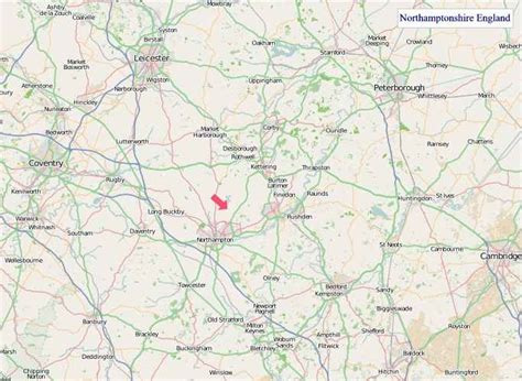 A Map Of Northamptonshire England Northamptonshire Uk Map