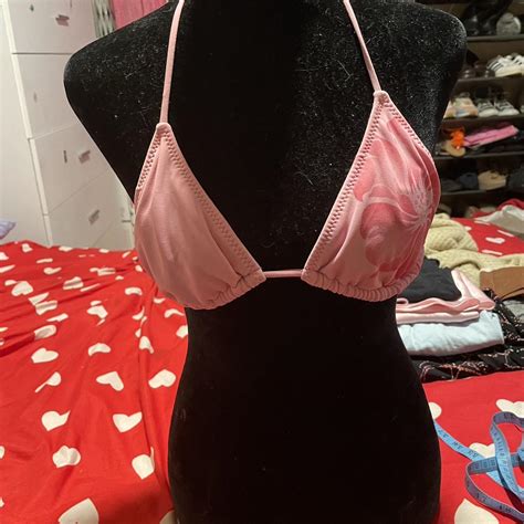 Pink Flower Bikini Top Summer Bikini Depop