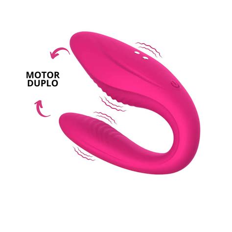 VIBRADOR DE CASAL MOTOR DUPLO FUNCIONA POR APLICATIVO Vênus Sex Shop