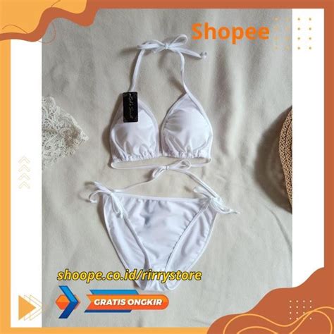 Jual Bikini Pantai Segitiga With Foam Bk Rxo Warna Putih Bikini Pantai Segitiga With Foam