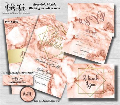 Marble Wedding Kit Rose Gold Marble Invitation Suite Goede Invitation