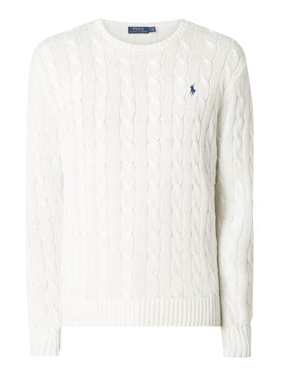 Polo Ralph Lauren Pullover Mit Zopfmuster Weiss Online Kaufen