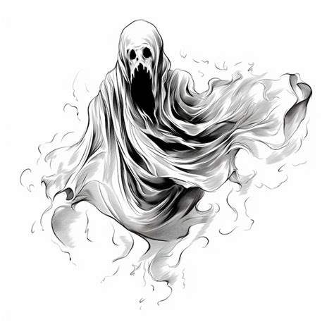 A Drawing Of A Ghost With A Scary Face On It Premium Ai Generated Vector