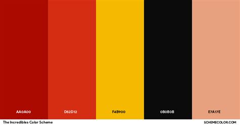 The Incredibles Color Scheme Palettes