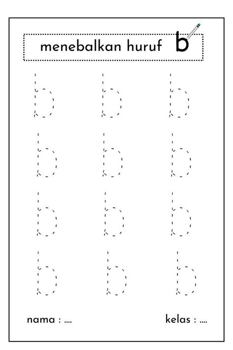 Menebalkan Huruf B Huruf Materi Membaca Dan Menulis Lembar Kerja
