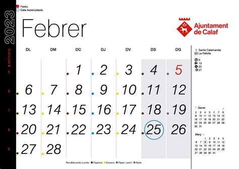 Calendari De Recollida Porta A Porta Febrer Porta A Porta Calaf