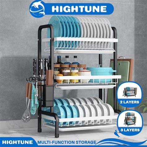 Hightune Rak Pinggan Sinki Tier Plate Rack Stainless Steel Dish