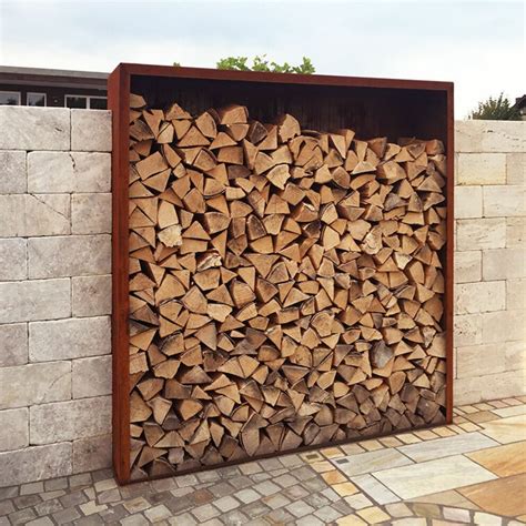 Kaminholzlager Cortenstahl | Garten Metall Holzlager & Kaminholzregal