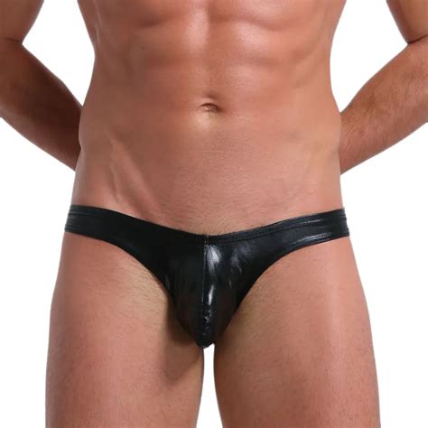 Men S Sexy Leather Short Bikini Thong Sport Briefs New Design Boxer Briefs Buy Leather Brief