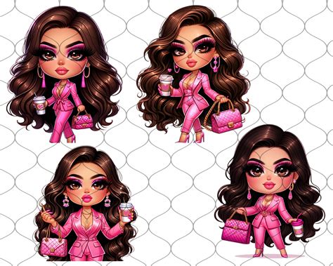 Chibi Latina Lady Boss 24 PNG Chibi Hispanic Woman Chibi Dolls Png Chibi Girl Png Chibi