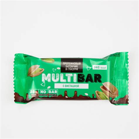 Батончик протеиновый в глазури MULTIBAR c фисташкой без сахара 40 ГР ...