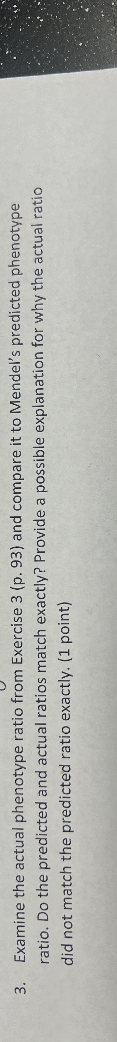 Solved Examine the actual phenotype ratio from Exercise | Chegg.com
