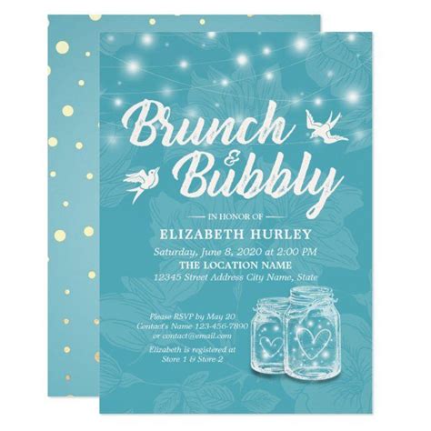 Brunch Bubbly Bridal Shower Mason Jar String Light Invitation Zazzle