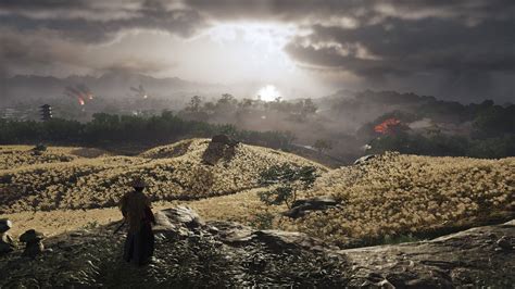Download Ghost Of Tsushima Ryuzo Overlooking The Hills 4K Wallpaper