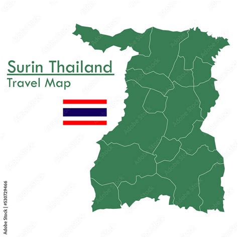 green map surin province     provinces  thailand stock