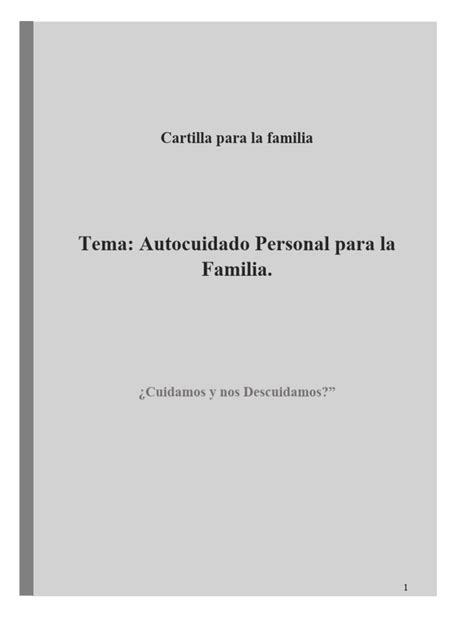 Cartilla Autocuidados Para La Familia 100423 Pdf