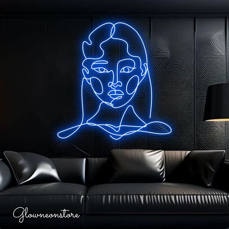 Glowneon Girl Line Face Neon Sign Women Line Face Neon Sign One Line Face Led Light