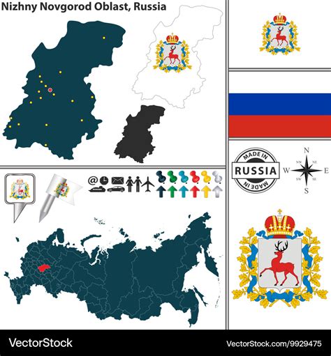 map  oblast nizhny novgorod royalty  vector image