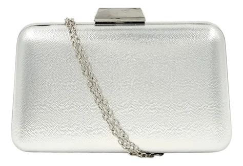 Clutch Prata Para Casamento - Bolsa Casamento Festa Clutch Prata Carteira Couro Metalizado | Frete grátis