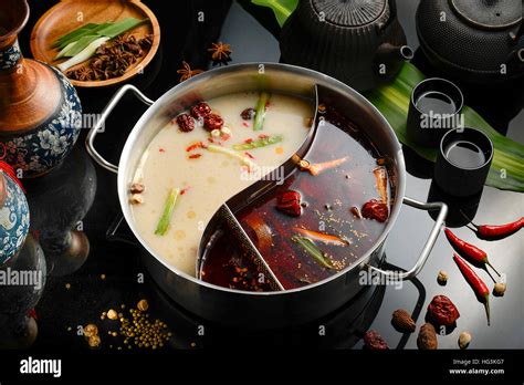 Double Flavor Hot Pot Stock Photo Alamy