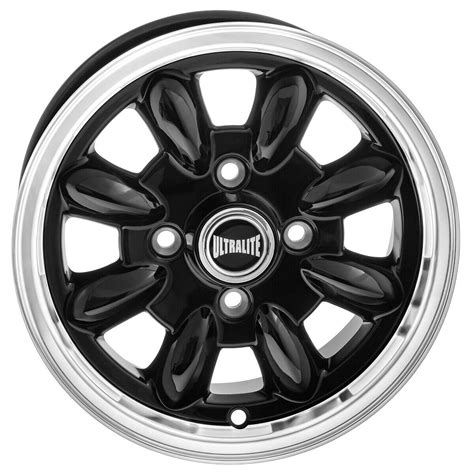 Classic Mini Wheel 12x5 5 Ultralite Black Polished Rim Aluminium 1959 2000 Ebay