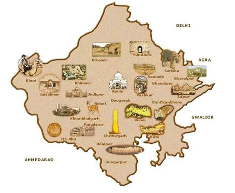 Rajasthan Tourism Map Mapsofnet