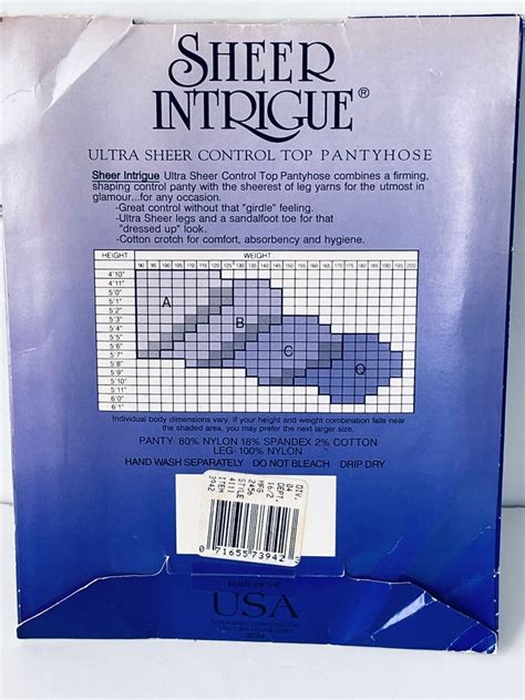 Nos Vtg Sheer Intrigue Ultra Sheer Control Top Pff Black Pantyhose