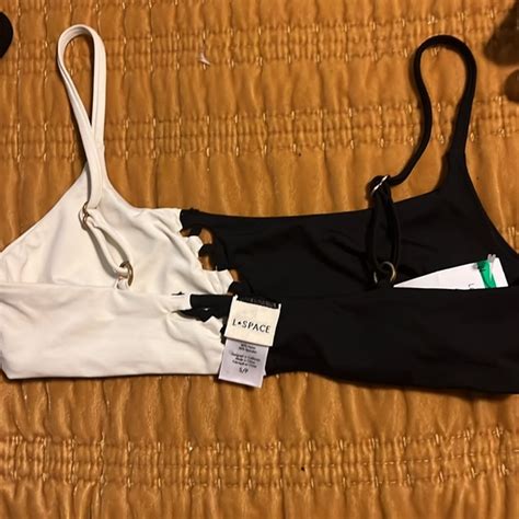 L Space Swim Lspace Black And White Bikini Top Nwot Poshmark