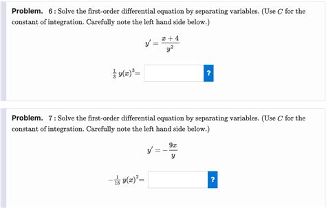 Solved Problem Solve The First Order Differential Chegg