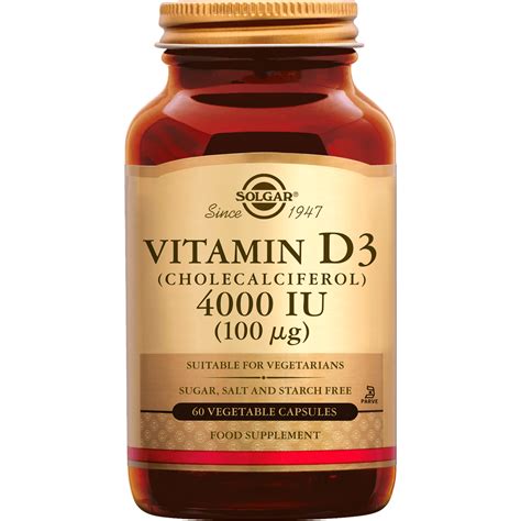 Solgar Vitamin D 3 4000 Iu 100 Mcg 60 Capsules 60 Ea Etos